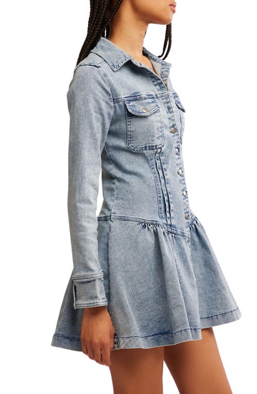Free People Roadhouse Long Sleeve Denim Shirtdress In On The Road Rinse