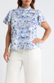 SUGARLIPS Kearny Floral Print Poplin Top