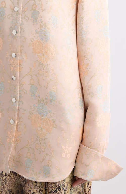 Dries Van Noten Celina Floral Jacquard Satin Shirt In Light Pink