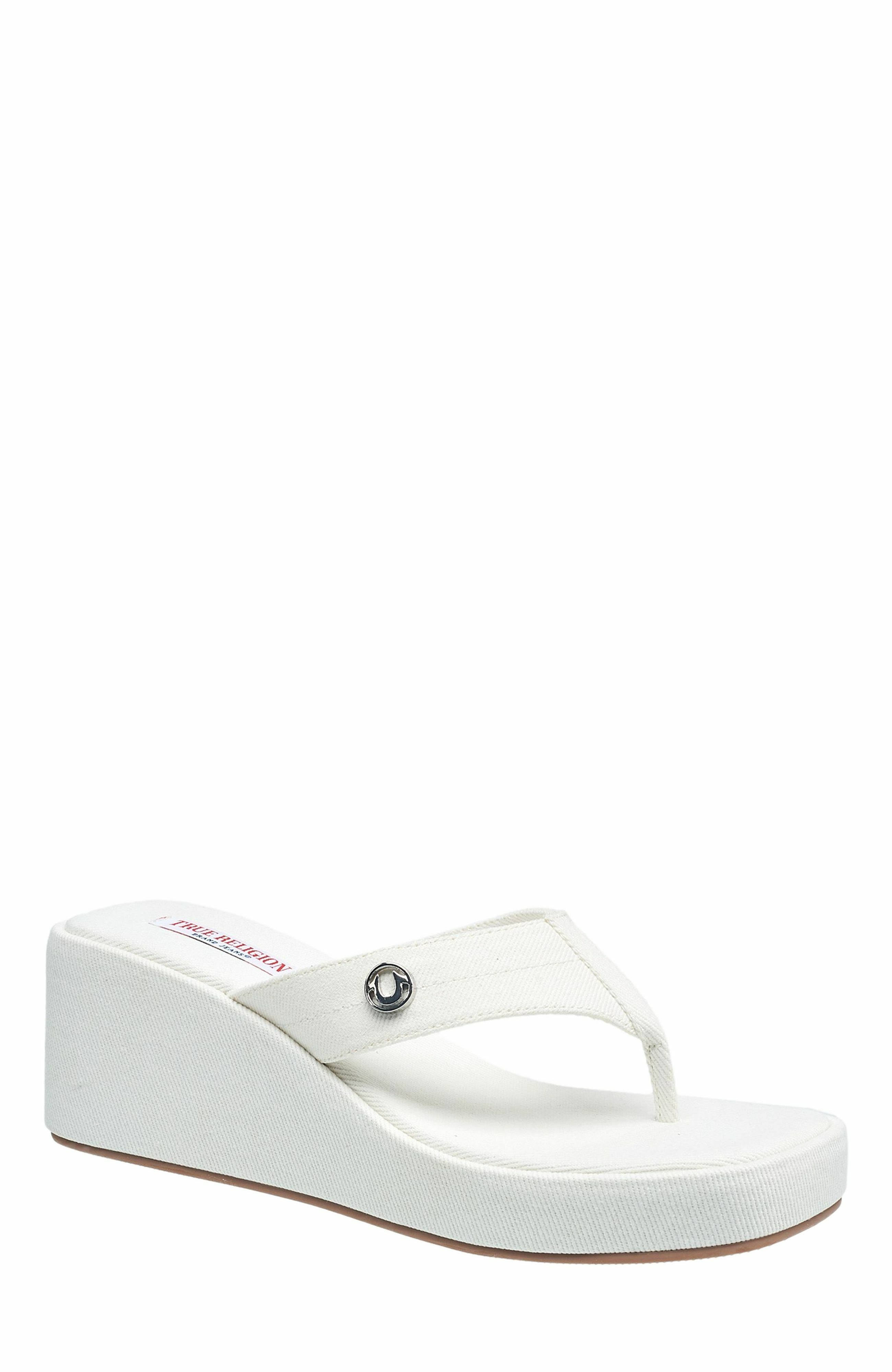 True Religion Latto Slip on Wedge Sandal, Main, color, White