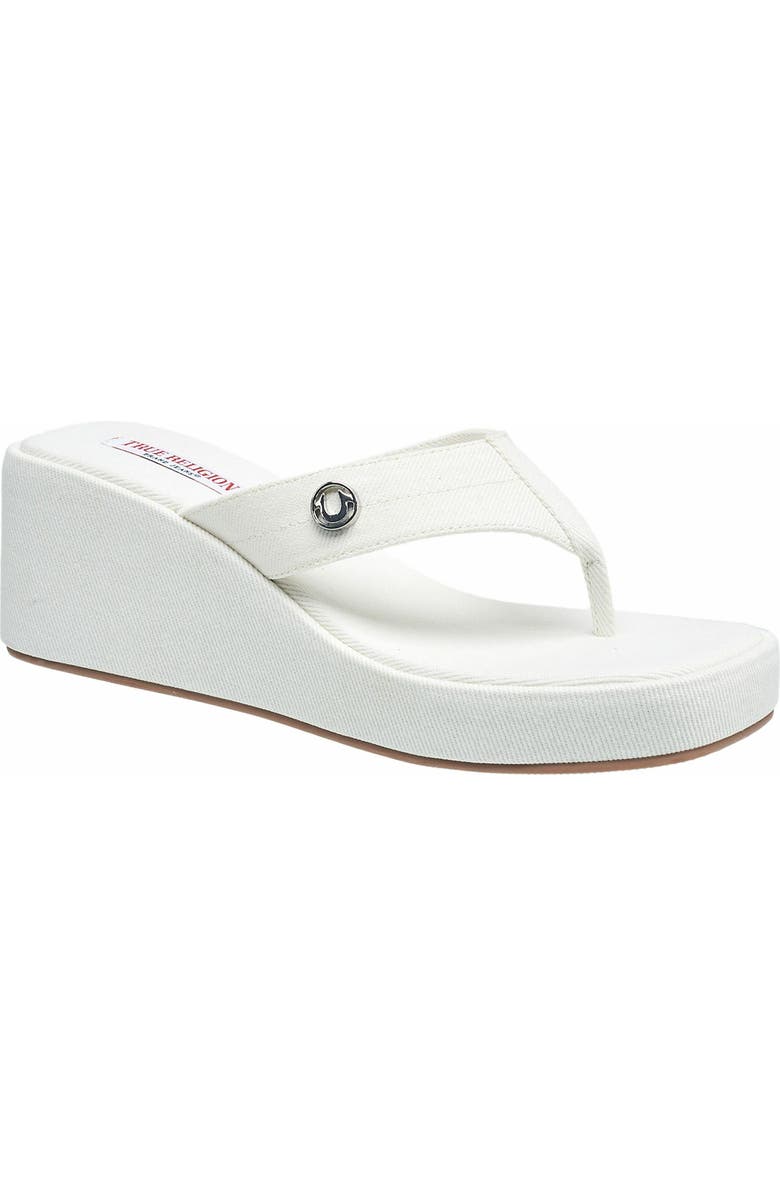True Religion Latto Slip on Wedge Sandal, Main, color, White