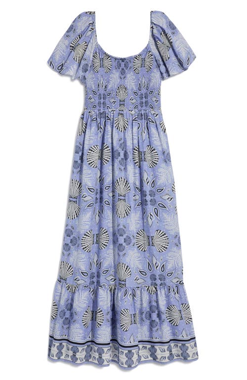 Shop Vineyard Vines Smocked Flutter Sleeve Maxi Dress In Shell Rope Pw