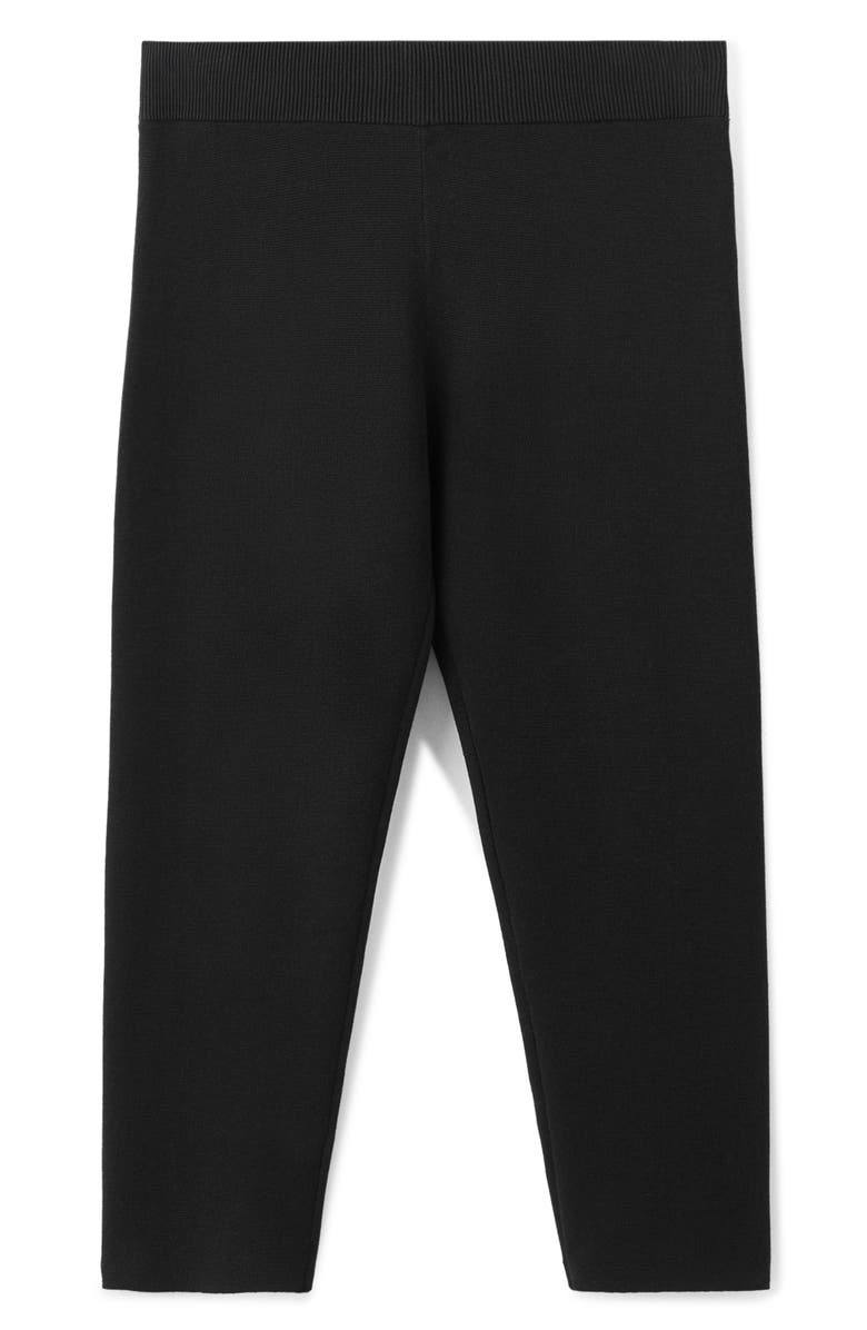 MANGO Cotton Knit Capri Pants, Alternate, color, Black