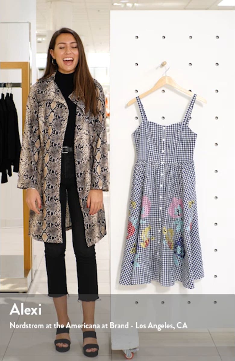 Embroidered Gingham Fit & Flare Sundress, sales video thumbnail