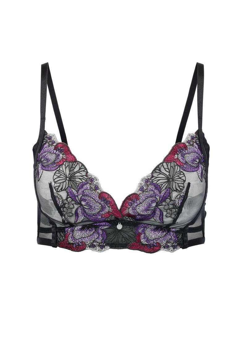Emilie Unlined Bralette Bra, Alternate, color, Floral Black