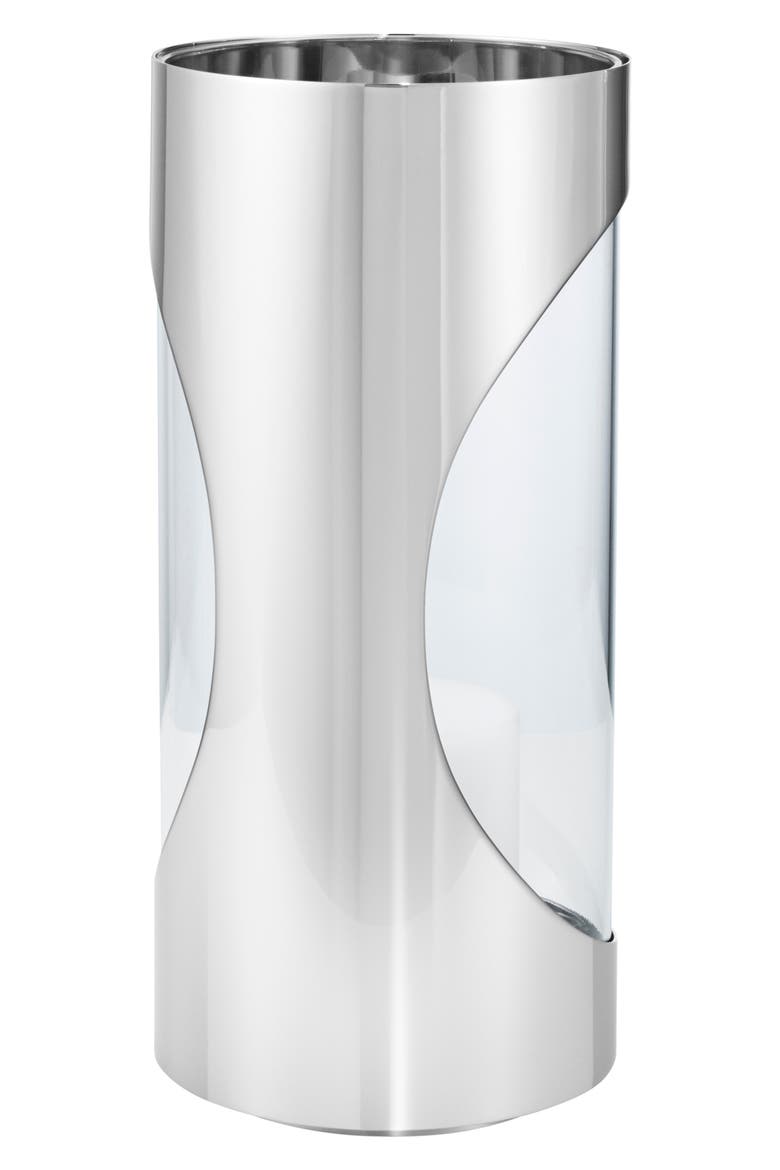 Chrome Contours Medium Hurricane Candle Holder, Alternate, color, NO COLOR