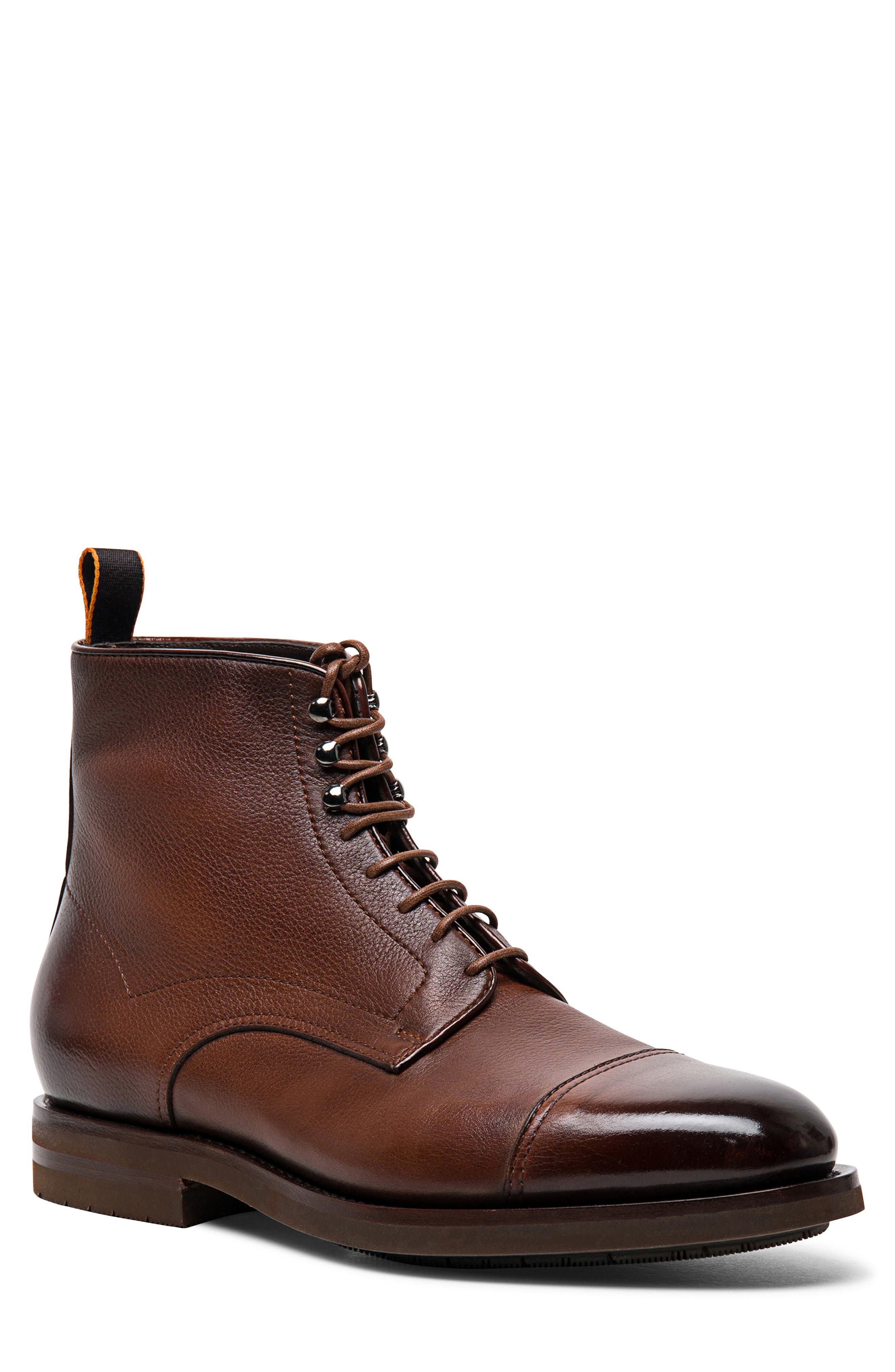 Santoni Ergin Lace-Up Cap Toe Boot, Main, color, 
