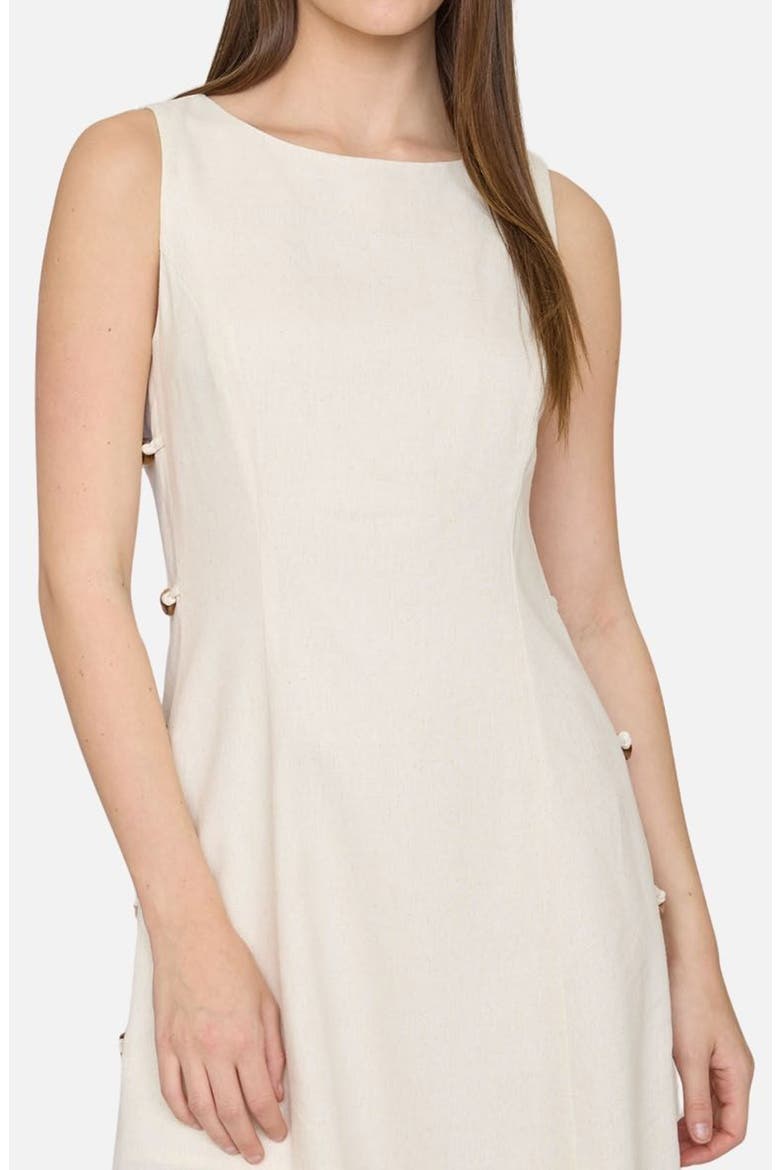 Side Button Sleeveless Minidress, Alternate, color, NATURAL
