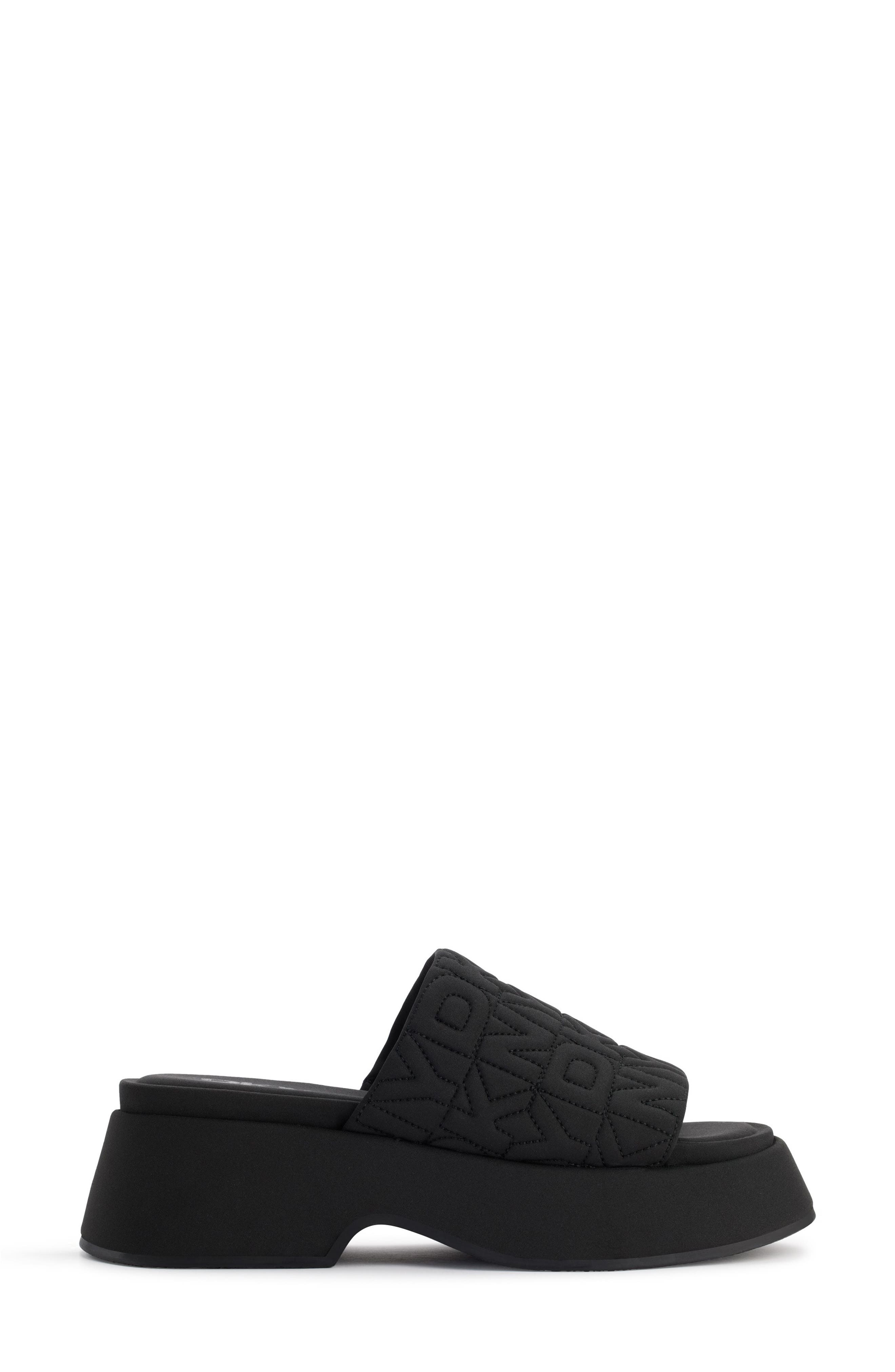 DKNY Logo Quilt Platform Sandal, Alternate, color, 