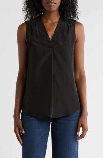 matty m. V-Neck Sleeveless Pleat Front Top
