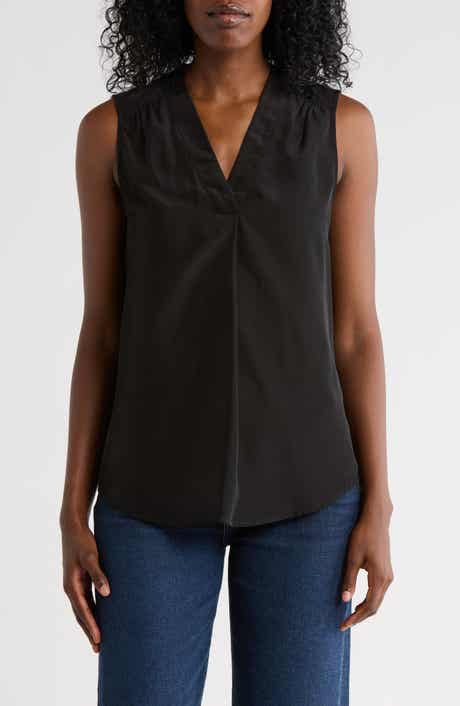 matty m. V-Neck Sleeveless Pleat Front Top