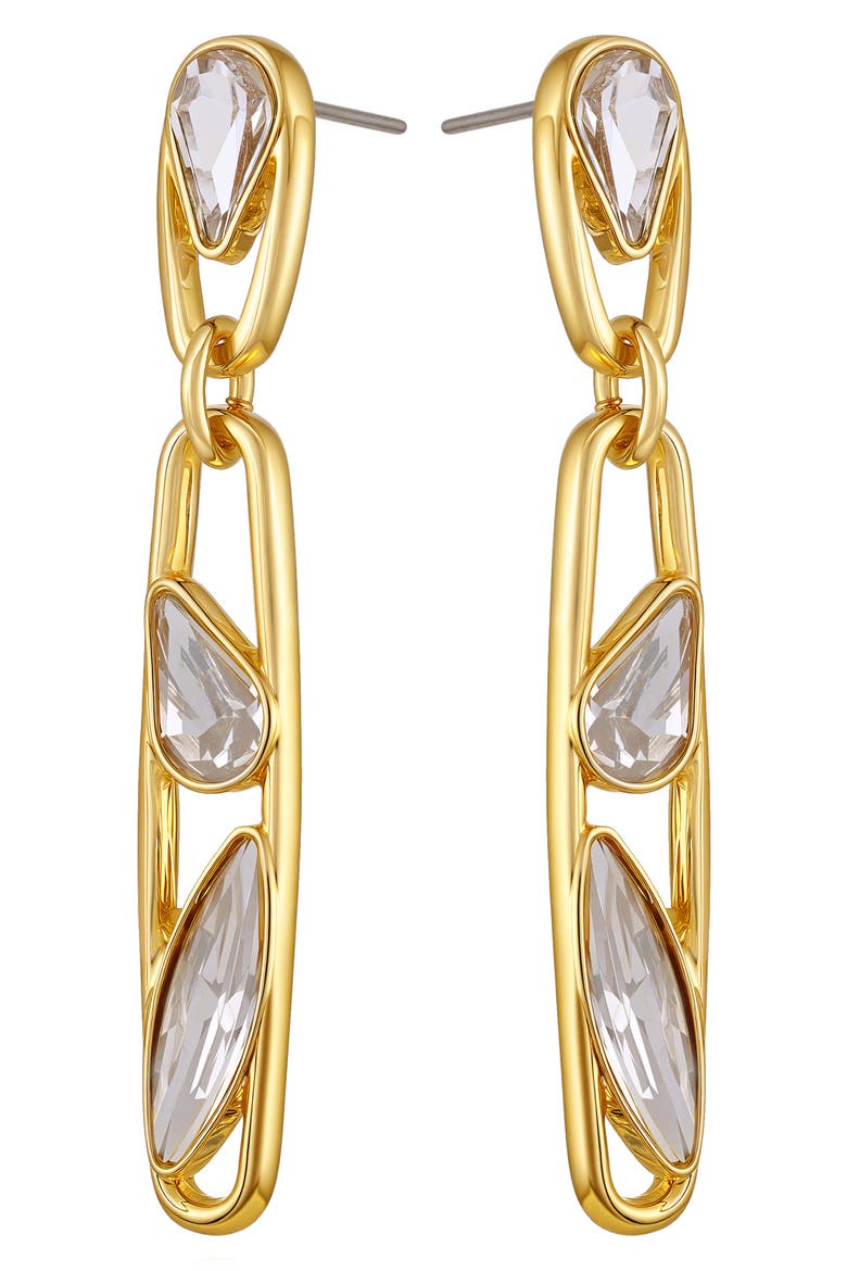 Crystal Linear Drop Earrings, Alternate, color, GOLD TONE