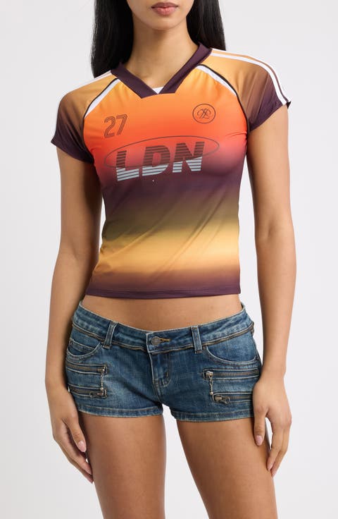 Ombré Football Graphic Baby Tee