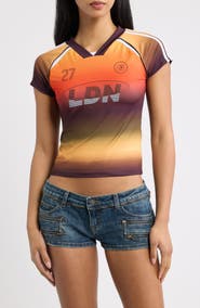 JADED LONDON Ombré Football Graphic Baby Tee