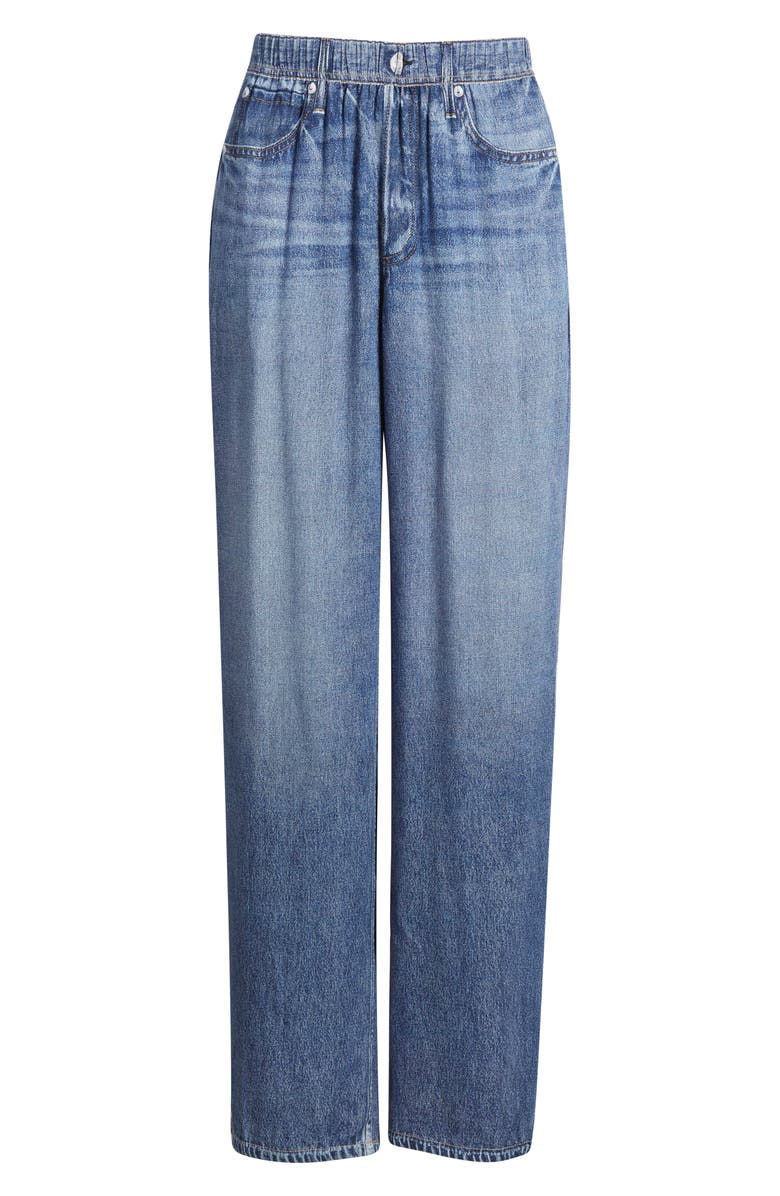 rag & bone rb Miramar Slink Trompe l'Oeil Faux Denim Wide Leg Lounge Pants, Alternate, color, Lagoon