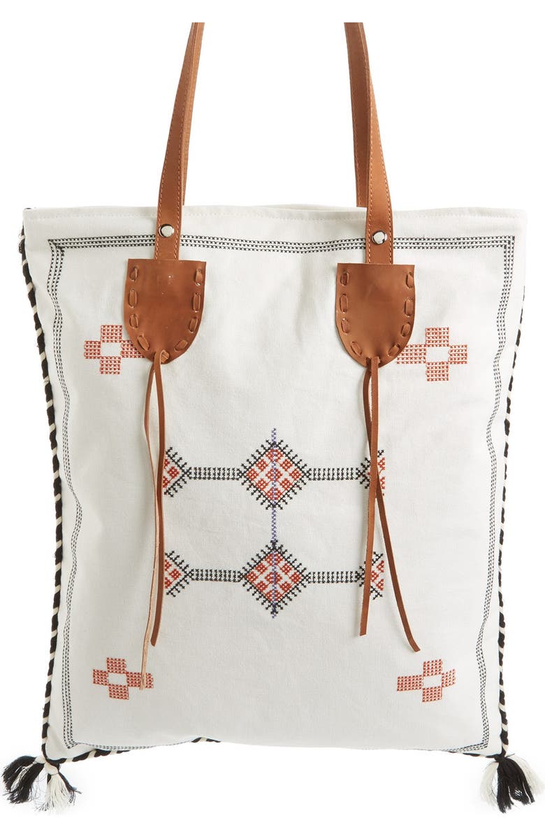 Sole Society Embroidered Vertical Canvas Tote, Alternate, color,