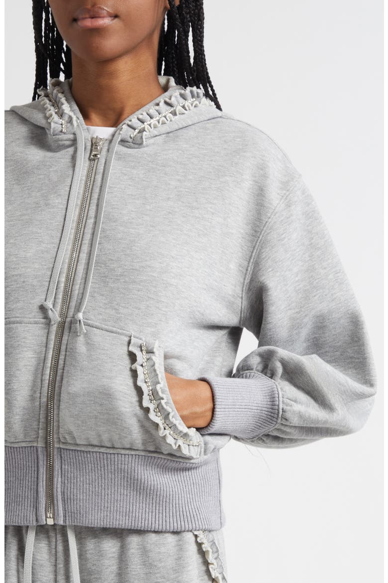 Maddie Embellished Zip-Up Hoodie, Alternate, color, HEATHER GREY