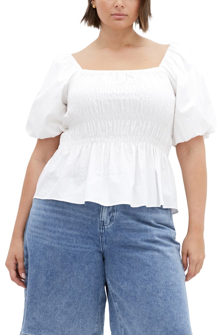 Blaire Smocked Peplum Top, Main, color, IVORY