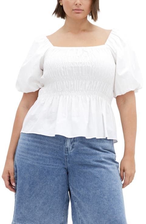 Blaire Smocked Peplum Top (Plus)