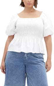 City Chic Blaire Smocked Peplum Top