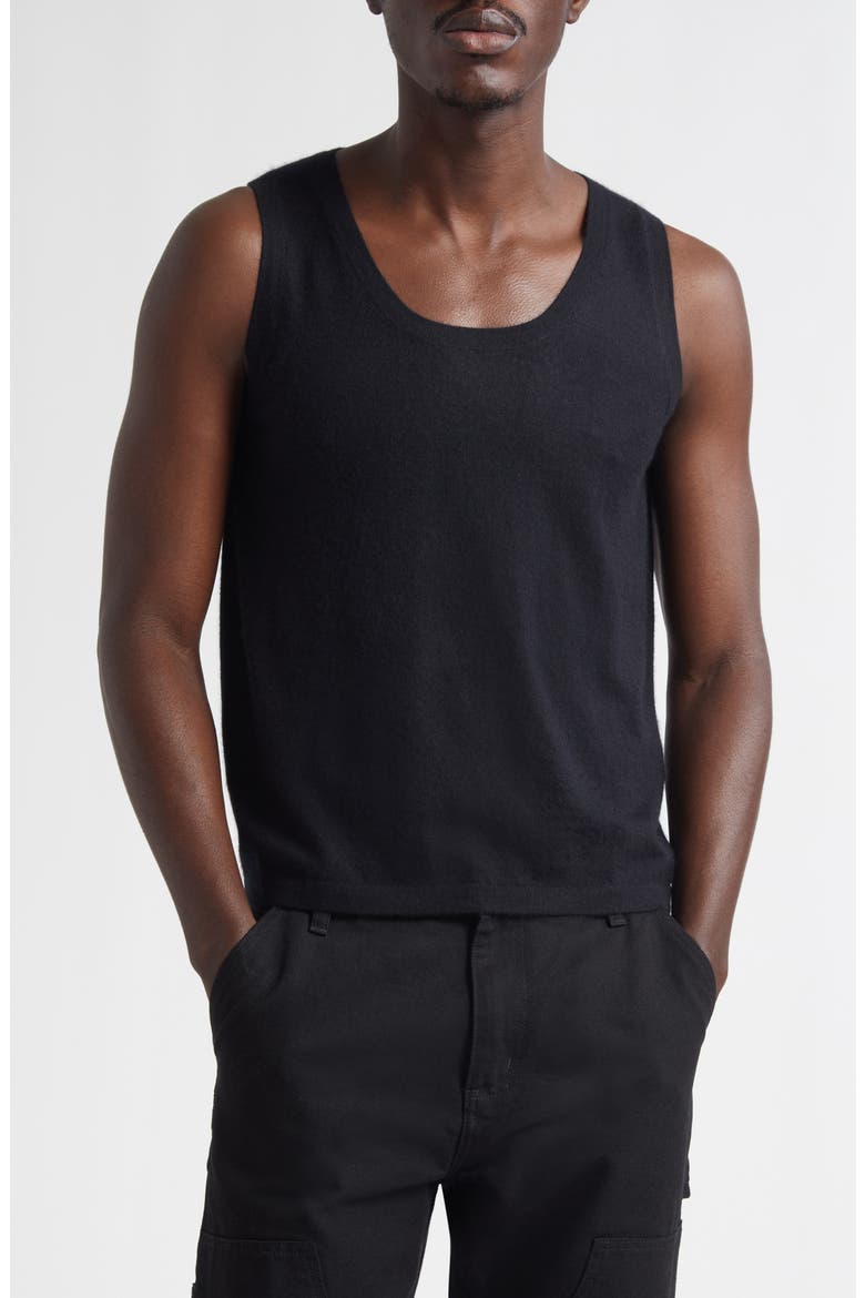 Short Big Cashmere Tank, Main, color, BLACK