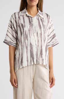 PATRIZIA LUCA Patterned High-Low Button-Up Shirt