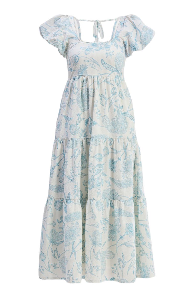 Reistor Puff Sleeve Tiered Maxi Dress in Blue Florals, Alternate, color, Floral Melody