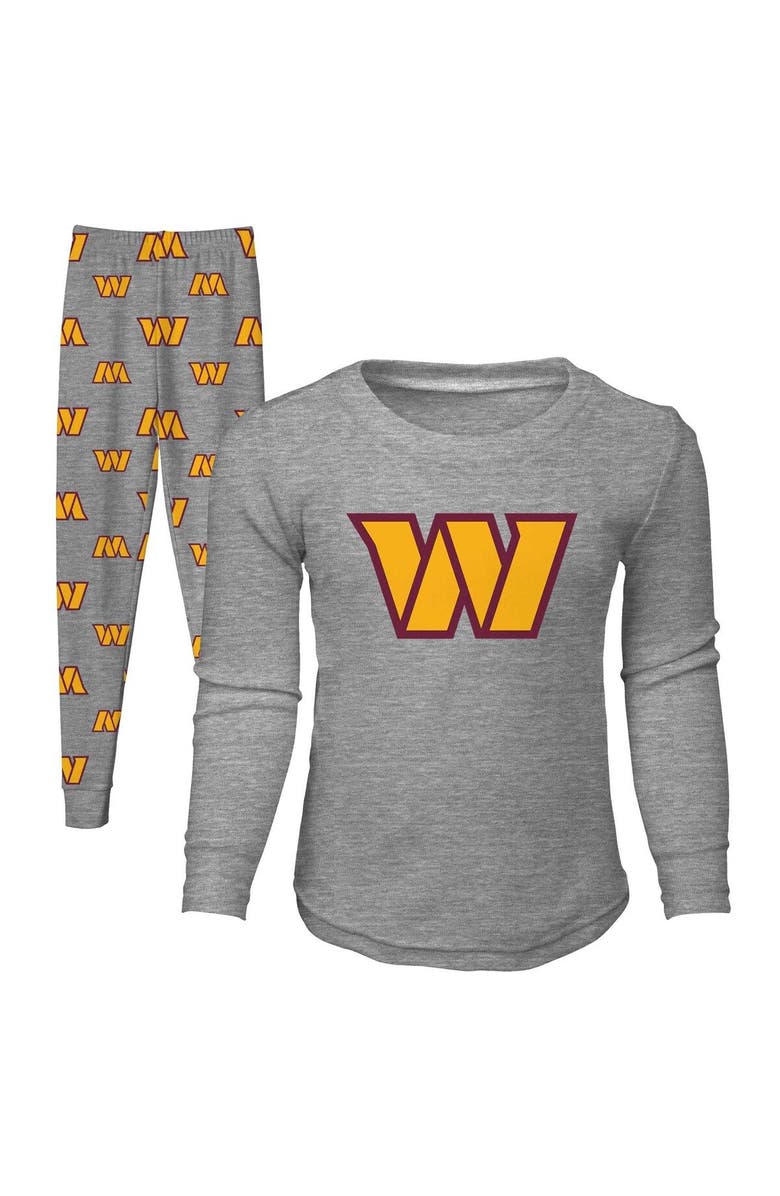 Outerstuff Toddler Heathered Gray Washington Commanders Long Sleeve T-Shirt & Pants Sleep Set, Main, color, Heather Gray