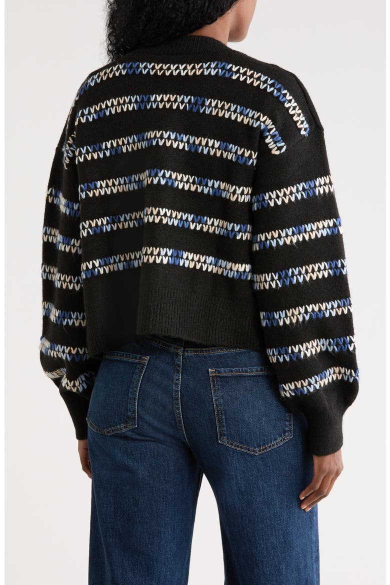 Whipstitch V-Neck Button-Up Cardigan, Alternate, color, BLACK/ BLUE