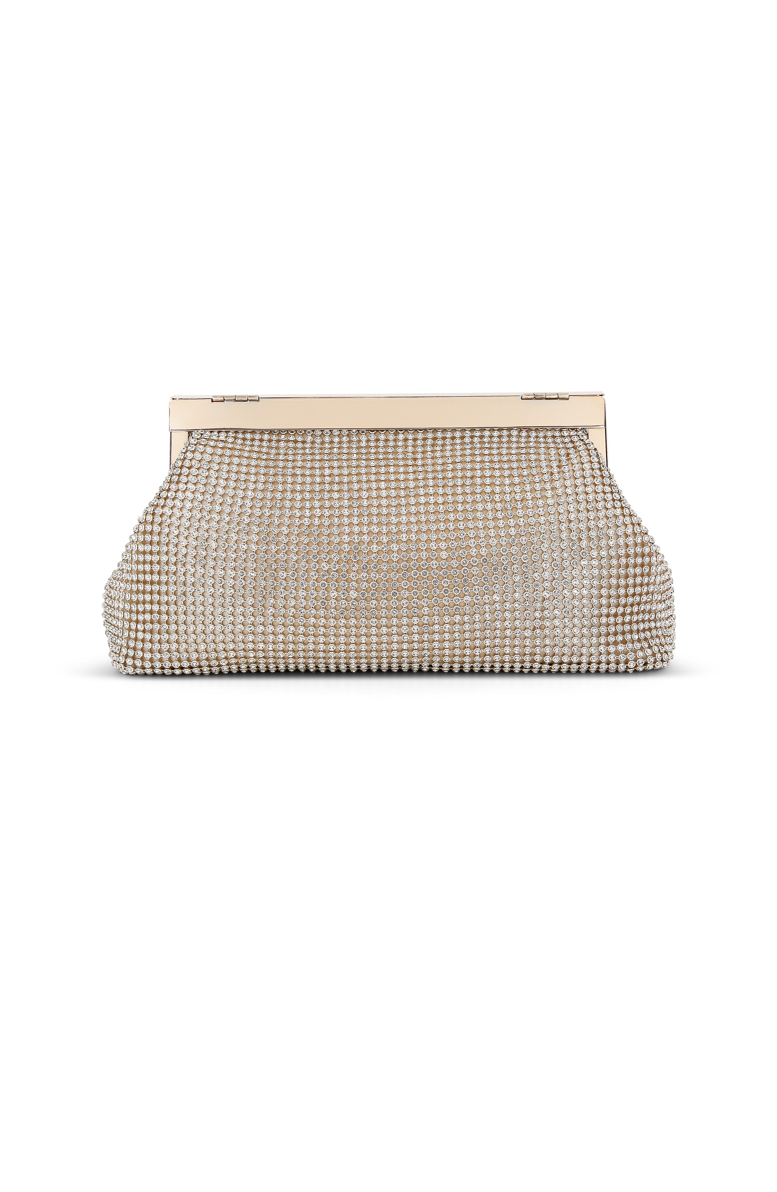 Jewel Badgley Mischka Ivy Asymmetrical Crystal Pouch Clutch, Alternate, color, Gold