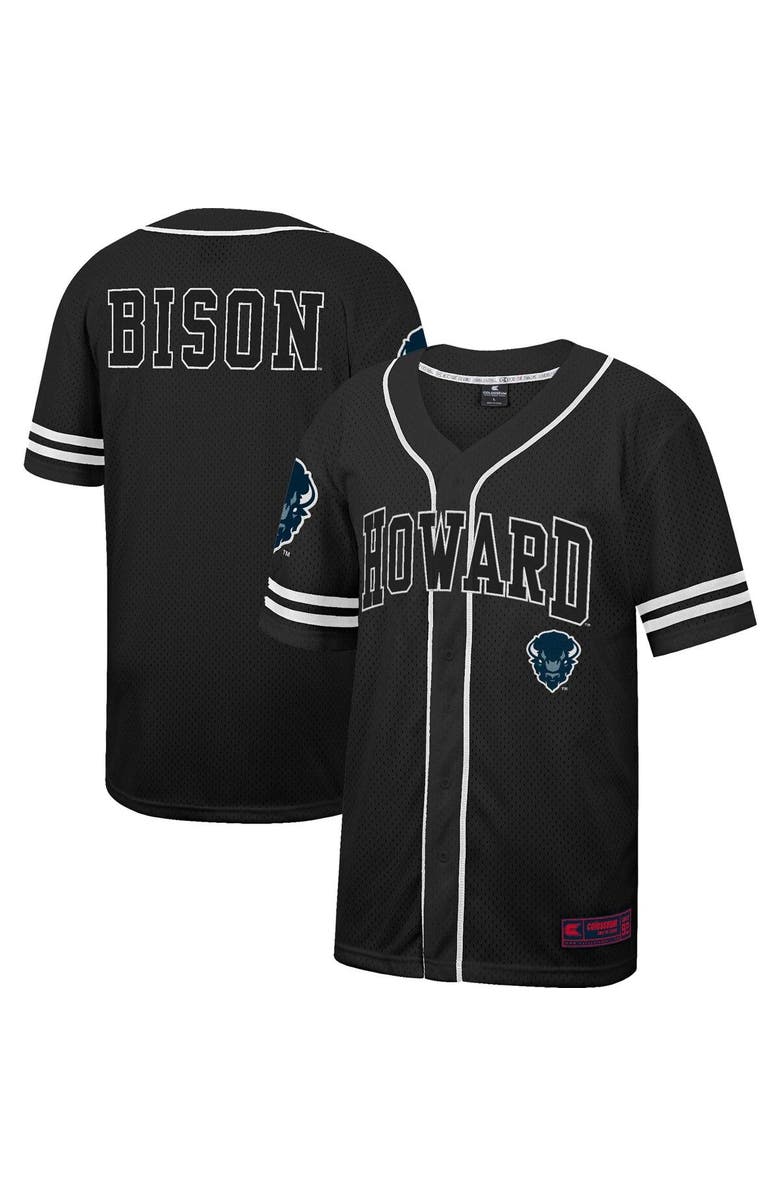 COLOSSEUM Men's Colosseum Black Howard Bison Free Spirited Mesh Button-Up Baseball Jersey, Main, color, 