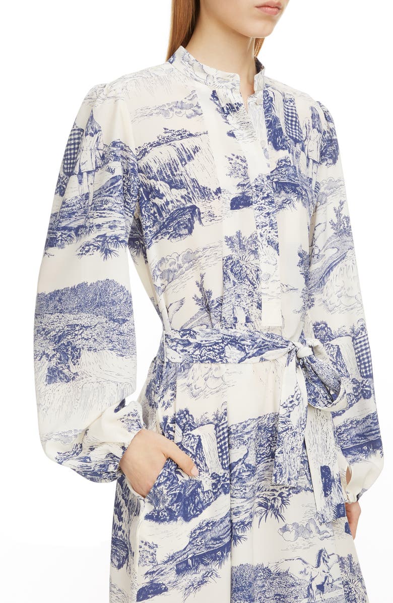 Chloé Toile Long Sleeve Belted Silk Minidress, Alternate, color, 