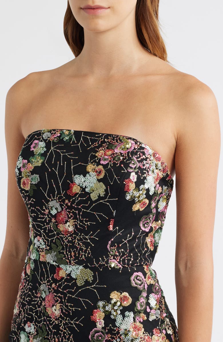 Sam Edelman Floral Sequin Strapless Midi Dress, Alternate, color,