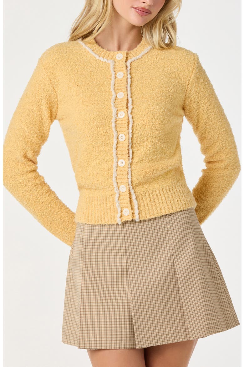 Contrast Stitch Cardigan, Alternate, color, YELLOW