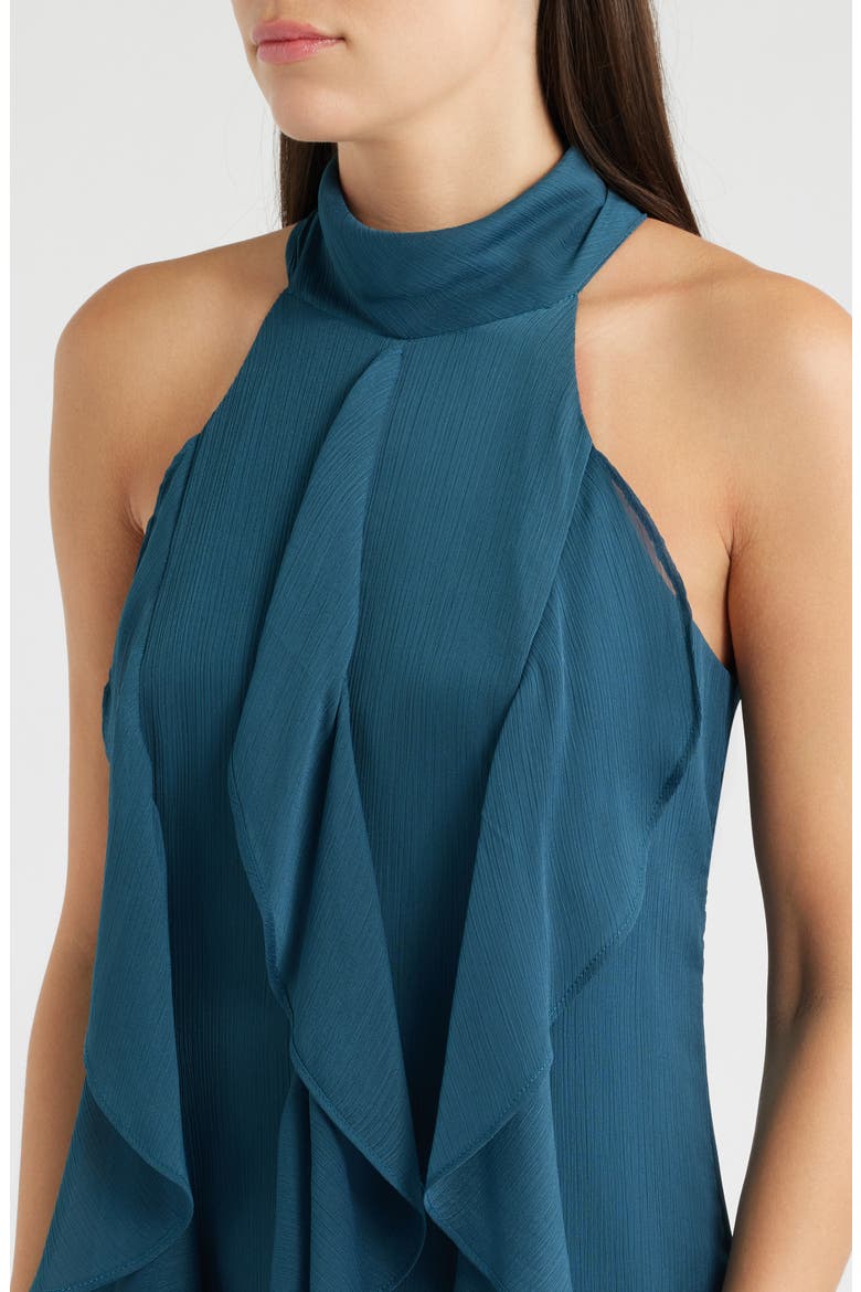 Cascade Ruffle Halter Gown, Alternate, color, TEAL