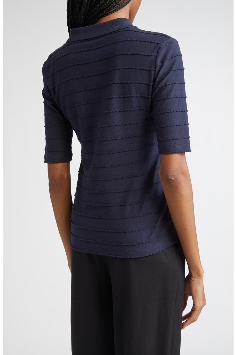 Scallop Trim Collared T-Shirt, Alternate, color, SOLID DARK BLUE