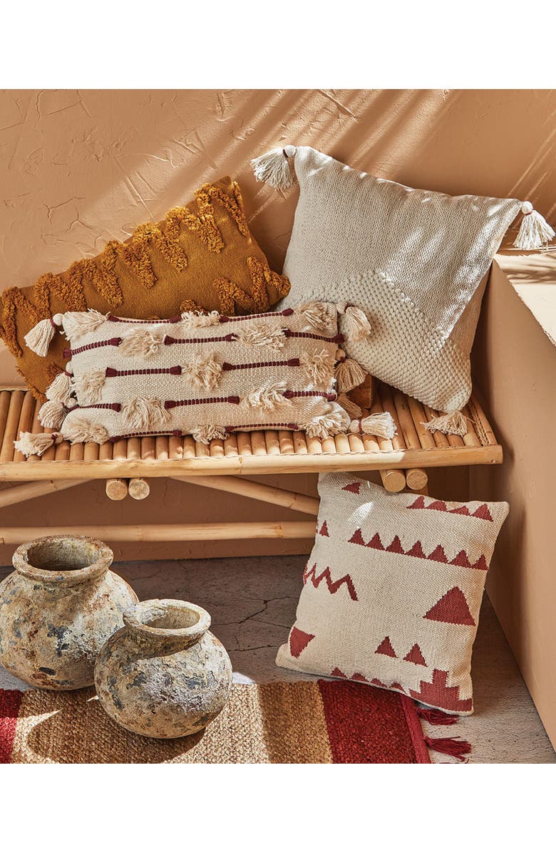 tag Village Handwoven Multicolor Cotton Throw Pillow Decorative, Alternate, color, White