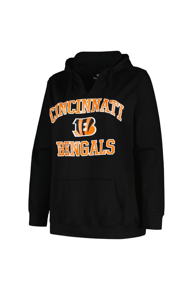 Women's Fanatics Branded Black Cincinnati Bengals Plus Size Heart and Soul V-Neck Pullover Hoodie, Alternate, color, Black
