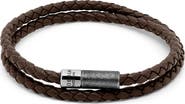 Tateossian Men's Rigato Braided Leather Double Wrap Bracelet