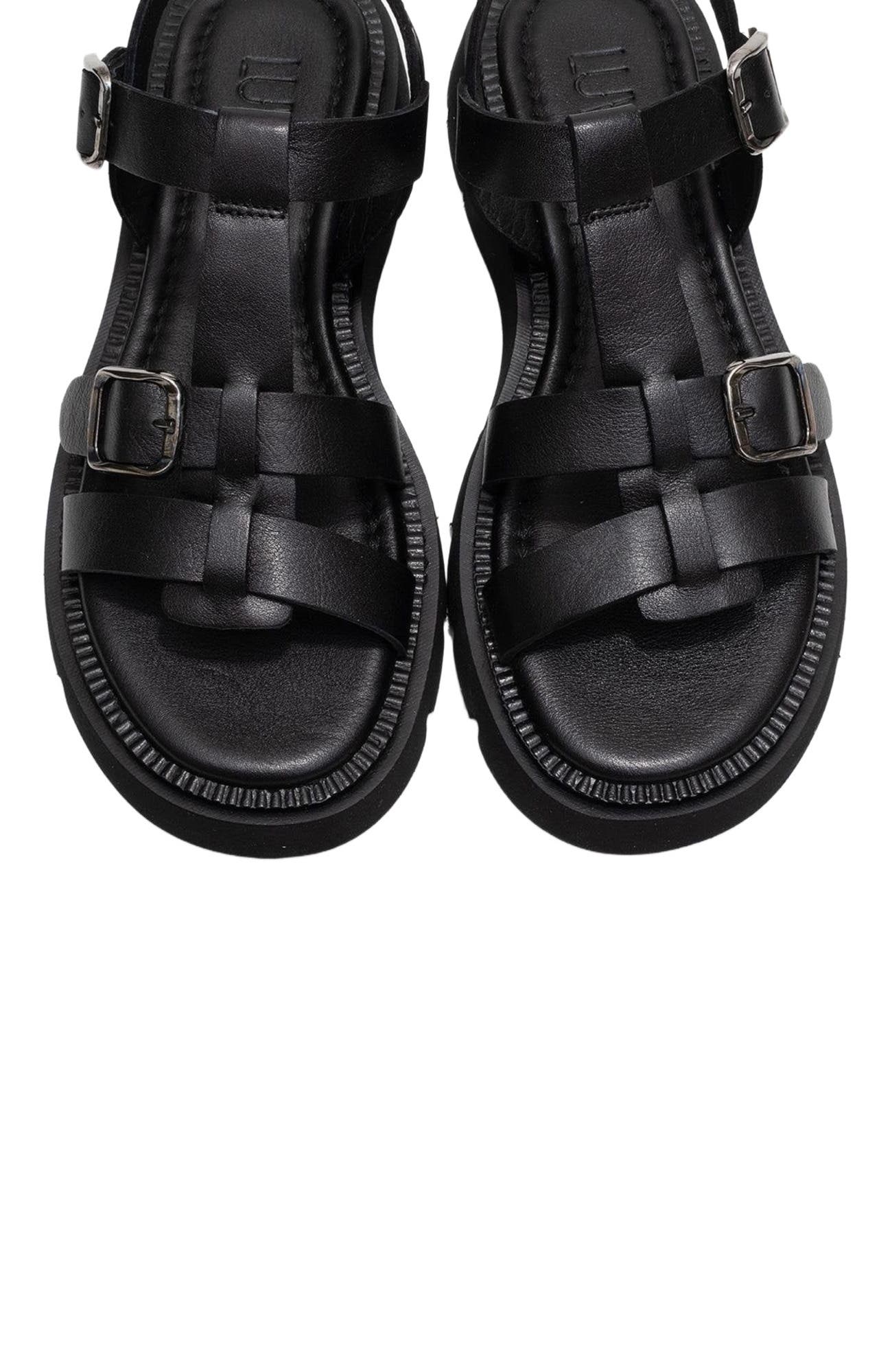 Forever & Always Shoes Melvin Leather Sandal, Alternate, color, Black Leather