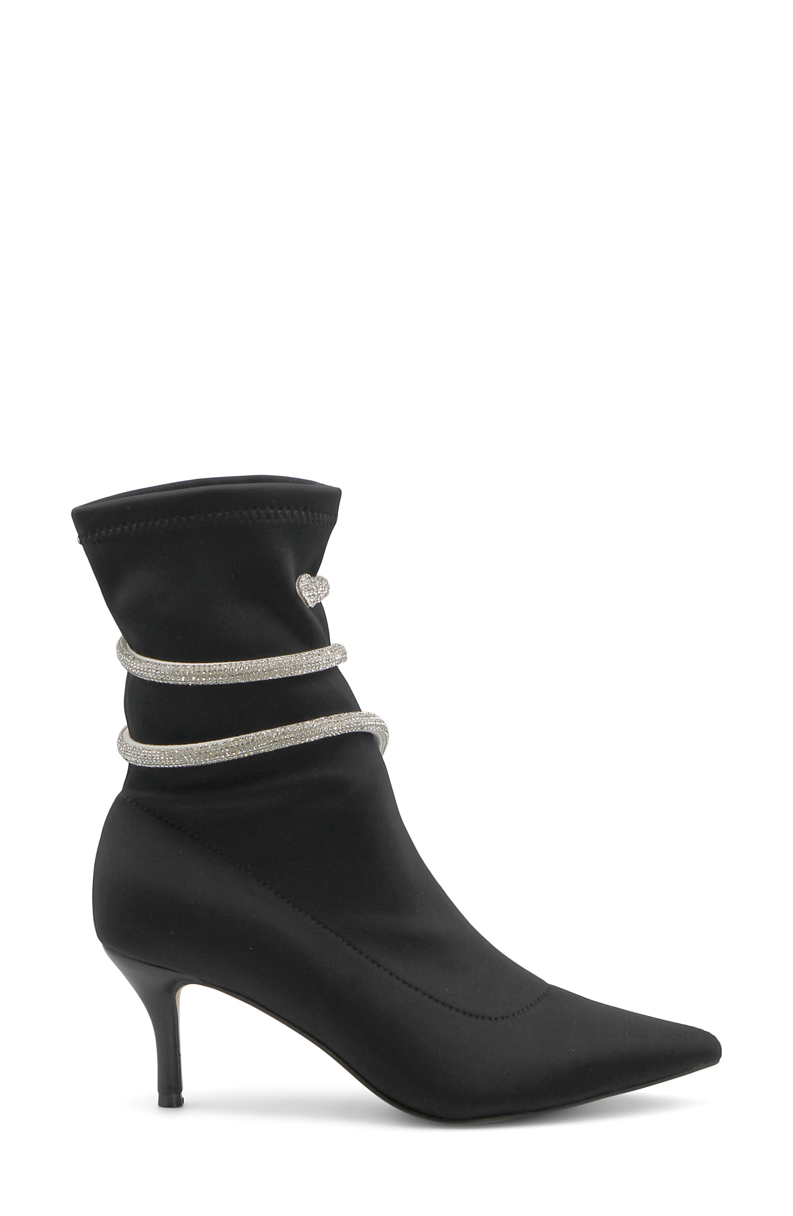 Charles by Charles David Ajay Pointed Toe Bootie, Alternate, color, Black-Strap Fab