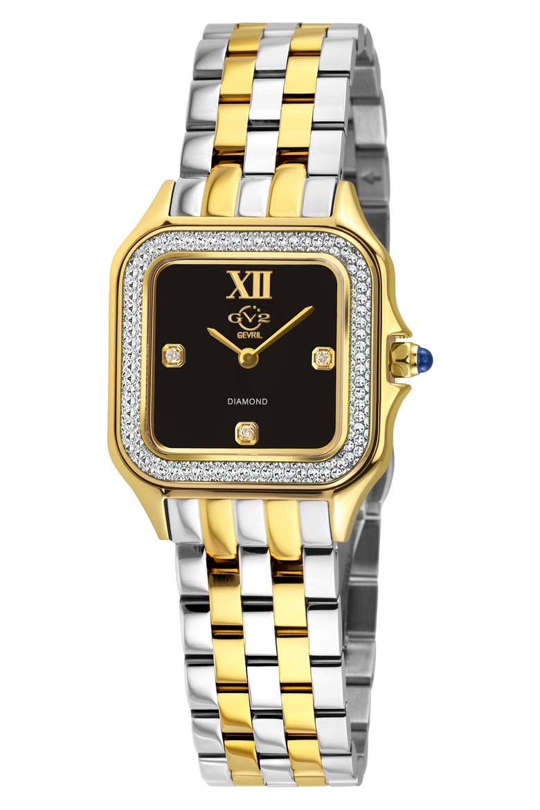 Milan Diamond Dial Bracelet Watch, 27.5mm - 0.015ct., Main, color, SILVER/ YELLOW GOLD