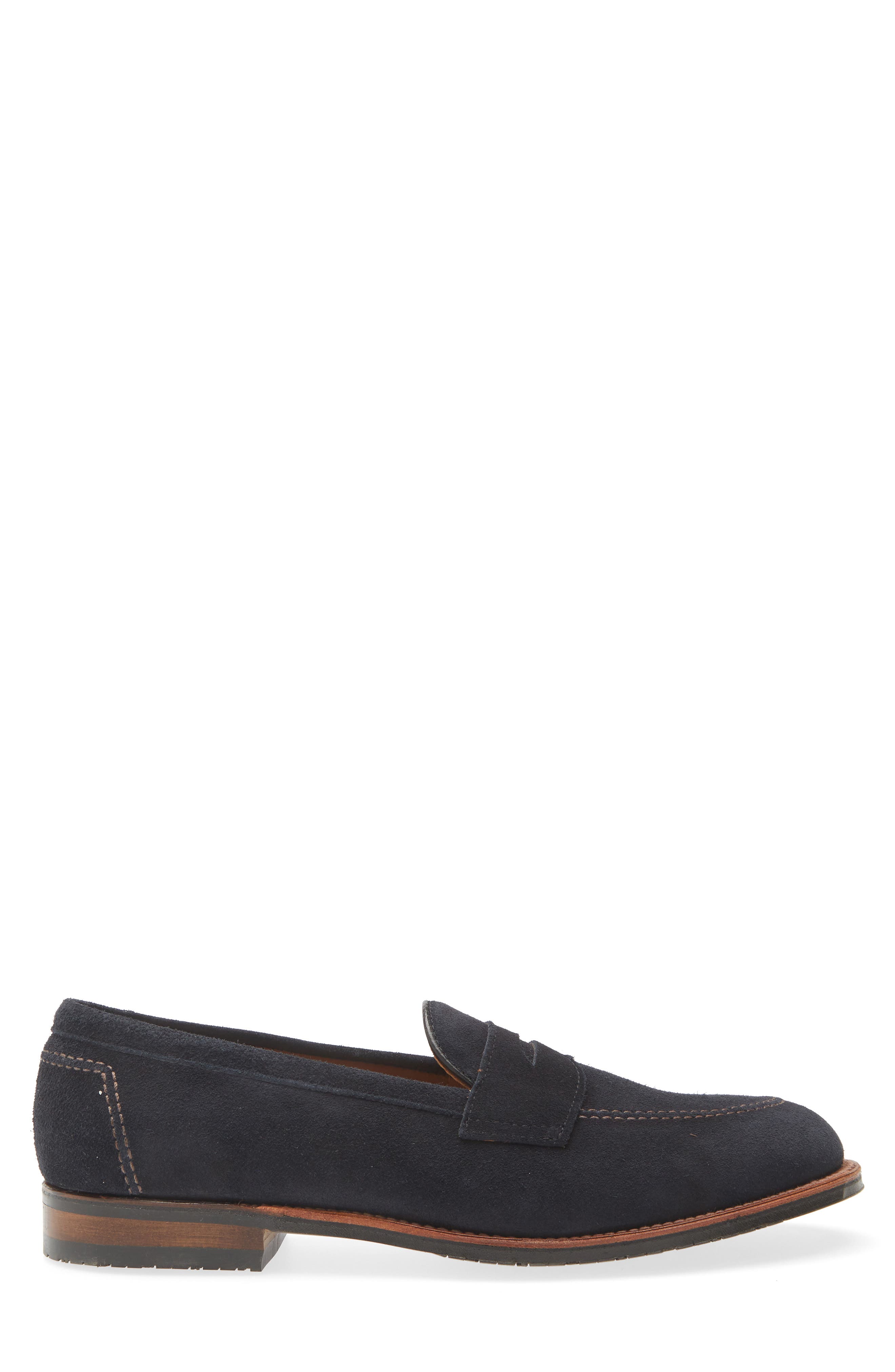 Alden Penny Loafer, Alternate, color, Navy Suede