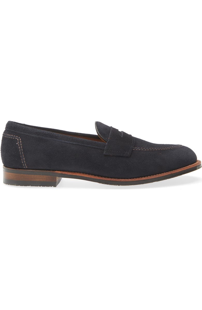 Alden Penny Loafer, Alternate, color, Navy Suede