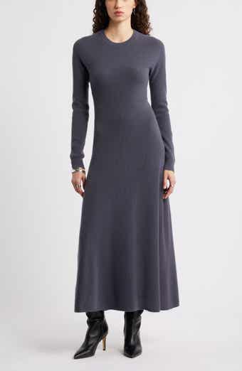 Nordstrom Long Sleeve Wool & Cashmere Rib Maxi Dress