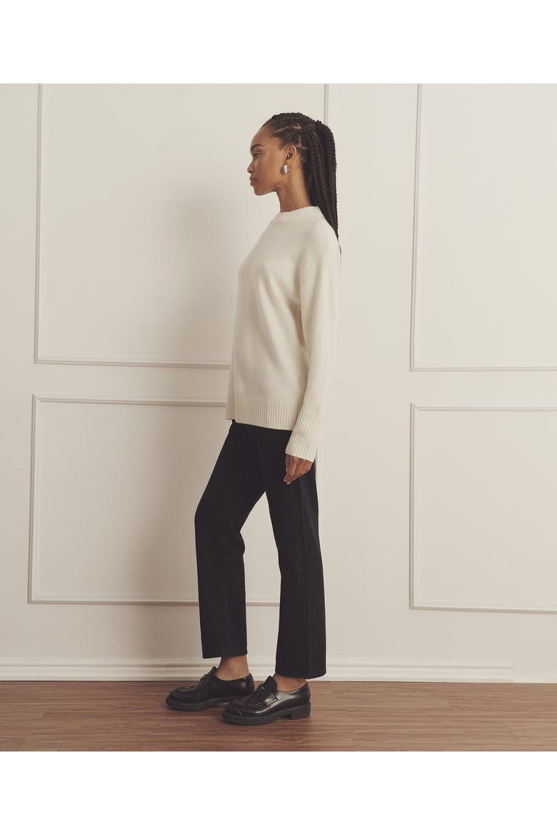 Luxe Cashmere Oversized Crewneck Sweater, Alternate, color, White
