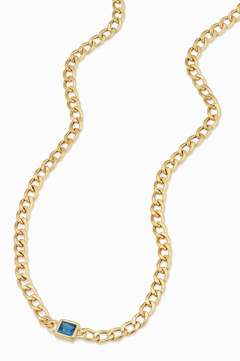 14K Gold Dazzle Me Curb Choker Necklace, Alternate, color, Gold - Blue Zirconia