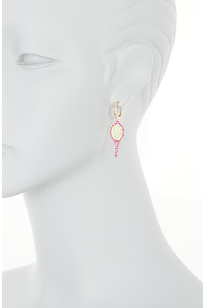 Tennis Mismatched Enamel Earrings, Alternate, color, PINK/ YELLOW