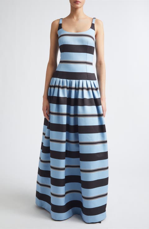 Tristesse Stripe Taffeta Faille Maxi Dress