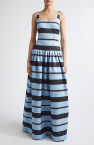 Emilia Wickstead Tristesse Stripe Taffeta Faille Maxi Dress